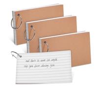 Mobestech 4 Pcs Lined Flashcards with Rings Portable Study Index Cards Double-Sided Ruled Note Cards for Learning Vocabulary and Revision in School Office Home Use