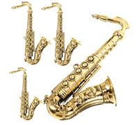 Mobestech 4 pcs Plastic Saxophone Model for DIY Crafts and Pendant Lifelike Golden Saxophone Decor Accessories Music Instrument for Home and Play