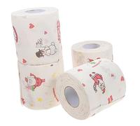 Mobestech 4 Rolls Christmas Pattern Toilet Tissue Quilted Napkin Paper for Lunch Dinner Party Decoration Soft Non Bleached Toilet Paper with Smooth Texture Practical Disposable Dinner