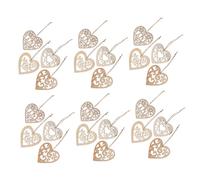 Mobestech 40pcs Heart Shaped Wood Chip Decorations with Hanging Wooden Love Hearts Crafting for Wedding Valentine Day Anniversary DIY Pendants and Romantic Home Embellishments