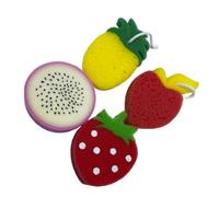 Mobestech 4pcs Bath Sponges Cartoon Fruit Shape Soft Sponge Brush for Body Scrubber Rich Foam Massage Bathing