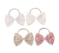 Mobestech 4pcs Bow Hair Tie for Women Elastic Lace Hair Bands Delicate Design Assorted Color Bow Knot Style Comfortable Everyday Wearing Baby Beauty Pageants