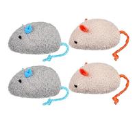 Mobestech 4pcs Cat Mice Plush Realistic Mouse with Catnip Sturdy Bite-resistant for Indoor Cats 2 Dark Gray 2 Beige Brown