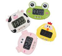 Mobestech 4Pcs Cute Cartoon Animal Kitchen Timer Small Digital Countdown Timers with Magnetic Back for Cooking Study Visual Management