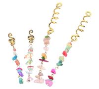 Mobestech 4pcs Ethnic Style Hair Ring Braid Accessories Natural Stone Pendant Pirate Hair Trinkets for Dreadlocks and Braids Styling for Women
