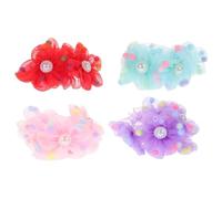 Mobestech 4pcs Hair Bun Covers and Elastic Hair Nets for Women Ballet Dance Multi-color Ponytail Holders Bubble Elastic Bands Suitable for Girls and Women