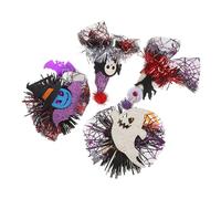 Mobestech 4pcs Halloween Pet Hair Accessories Lightweight Spider Web Hair Clips for Dogs and Cats Comfortable Fit Spooky Costume Enhancement for Party Photos and Themed Dress-up