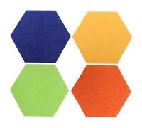 Mobestech 4pcs Hexagon Felt Message Board Self-Adhesive Wall Sticker for Photo Display and Memo Notes DIY Felt Tiles in Green Orange Blue for Bedroom Office Decoration