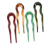 Mobestech 4pcs Large U-shaped Vintage Hair Sticks Set for Asian Hair Buns Retro Chinese and French Hairpins Spot Pattern Decorative Hanfu Accessories for Women