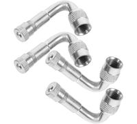Mobestech 4pcs Metal Valve Stem Extension Adapter 45 Degree Silver Tire Nozzle Extenders for Car Motorcycle Truck Standard Valve Stems Suitable for Portable Tire Inflation