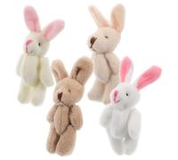 Mobestech 4Pcs Mini Plush Bunny Dolls Soft Stuffed Rabbit Keychain Pendants Realistic Crafting Materials for DIY Bunny Ornaments Cozy Decoration
