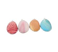 Mobestech 4pcs Natural Agate Water Drop Pendants for Jewelry Making DIY Crafting with Unique Teardrop Shape Stylish Crystal Charms for Women Accessories