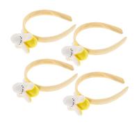 Mobestech 4pcs Plush Banana Headbands Soft Food Headband for Face Washing and Spa Funny Tropical Hair Hoop for Halloween Christmas Party Costume Accessories