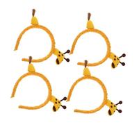 Mobestech 4pcs Plush Giraffe Headbands for Face Washing Soft Cartoon Animal Spa Hair Bands for Women Skincare Makeup Comfortable Elastic Headwear for Daily Beauty Routine
