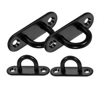 Mobestech 4pcs Stainless Steel Pad Eye Plate Hooks U-Shaped Ceiling and Wall Mounted Heavy Duty Hanging Hooks Black M6 Oval Sandbag Rope Ring for Home and Outdoor Use