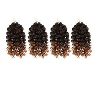 Mobestech 4pcs Synthetic Spring Braiding Hair Extensions, Short Afro Curly Crochet Braids, Fluffy Bomb Twist in 1b/27# for Natural Style and Protective Hair Care