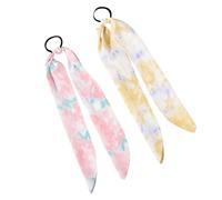 Mobestech 4PCS Tie-dye Mixed Color Hair Ropes for Women Silk Head Ropes Headdress with Soft Sewing Stylish Ponytail Bands for Daily Wear and