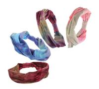 Mobestech 4pcs Tie Dye Wide Elastic Hairbands for Women Retro Sports Workout Exercise Sweat Absorbing Yoga Hair Accessories