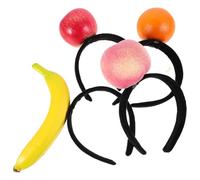 Mobestech 4pcs Tropical Fruit Headbands Set - Realistic Orange, Banana, and Peach Hair Accessories for Hawaiian Luau, Beach Parties, and Tropical Dress Up