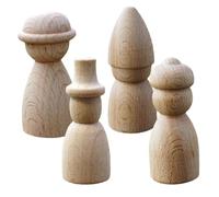 Mobestech 4pcs Unfinished Wooden Peg Dolls DIY Craft Ornaments for Creative Hand-Painting Wood Figures for Decoration and Imaginative Play