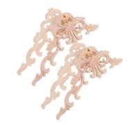 Mobestech 4pcs Wood Carved Appliques Vintage Floral Onlays for Cabinet Door Wardrobe Wall Furniture Decoration Easy DIY Installation Fade Resistant Traditional Craftsmanship