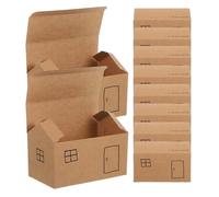Mobestech 50pcs Folding Box House Shaped Candy Boxes for Party Favor Containers Wedding Treats Windows for Bakery Packaging
