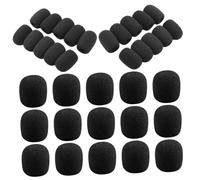 Mobestech 50pcs Microphone Sponge Covers Black Protective Dirt Windshield for Amplifier Headset Mic Replacement Covers for Public Speaking Performance Events