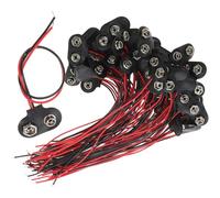 Mobestech 50pcs T Type Battery Buckle Connector 9 Volt with Pu Leather Shell and Cable Housing for DIY Battery Holder and LED Strip Applications