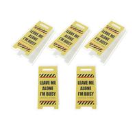 Mobestech 5pcs Acrylic Double-Sided Memo Clip Holders for Desk Versatile Table Card Stand with Funny Caution Signs Practical Office Supplies for Teachers and Students Desktop Note Display