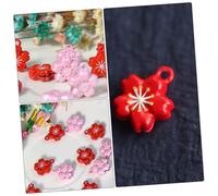 Mobestech 5pcs Cherry Blossom Shaped Pet Bell Pendant Accessories Red Small 13x16mm for Cat Collar Decorations Pet Supplies