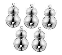Mobestech 5Pcs Gourd Shape Pet Bells Crisp Sweet Sound Christmas Tree Hanging Ornaments Wreath Decor Dog Collar Pendants Festive Decoration