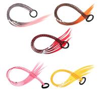 Mobestech 5pcs Gradient Color Braid Hair Ties for Children Fiber Material Natural Look Long-term Use for Daily Life and Dating Year round Style