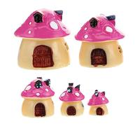 Mobestech 5pcs Mini Resin Mushroom House Decoration Fair Garden Resin Adornment Mini Landscape Accessory for Fairy Garden Project