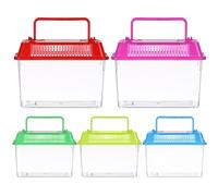 Mobestech 5pcs Portable Mini Fish Tank Turtle Feeding Box 15x9.5x11cm Plastic Reptile Habitat Aquarium Container for Home and Travel Random Color