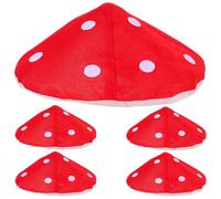 Mobestech 5pcs Red and White Spotted Mushroom Beanie Hat 15.7 Oversized Soft Fabric Caps for Cosplay Party Fairy Tale Costume Accessories