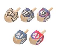 Mobestech 5pcs Wooden Dreidels for Chanukah Educational Toys for Boys and Girls for Holiday Decorations and Crafts Promotes Hand-eye Coordination and Engagement