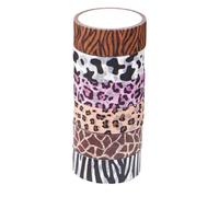 Mobestech 6 Rolls Animal Print Washi Tape Set Self-adhesive Decorative Paper Tape for DIY Crafts Scrapbooking Journals Wrapping Easy Tear Bright Colors Leopard Tiger Giraffe Cow Patterns