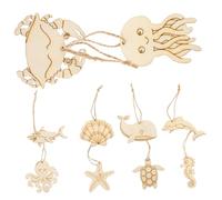 Mobestech 60pcs Ocean Animal Wooden Crafts DIY Wood Slices for Scrapbooking Handmade Decorations Unfinished Natural Wood Cutouts Turtle Octopus Crab Shapes for Creative Art Projects