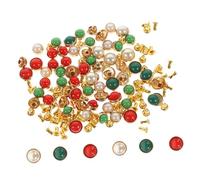 Mobestech 60Pcs Pearl Rivet Studs for Leather Clothes Bags Jackets Hats Decoration Alloy Resin and Faux Pearls Smooth Rounded Tips for Safe Crafting and Garment Embellishment