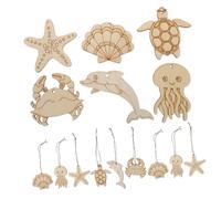 Mobestech 60pcs Wood Planks Chips Wood for Crafts Marine Animal Ornaments Ocean Animals Party Decorations Sea Ornaments Ocean Themed Party Decorations Sea Craft Khaki