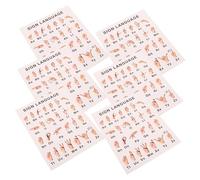 Mobestech 6pcs Asl Gesture Language Posters for Classroom Interactive Alphabet and Words Charts for Preschool Early Education for Group Learning and Homeschool Use