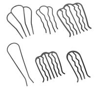 Mobestech 6Pcs Black Hair Comb Clips Set for Women - Side Combs, U-Shaped, and Four to Seven Teeth Styling Accessories for Fine and Thick Hair, Lightweight Updo and Bun Hairdressing Tools