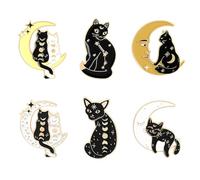 Mobestech 6pcs Cartoon Cat Brooch Set Alloy Cute Pin Badge with Adorable Appearance for Daily Wearing and Party Costume Decoration, Fashionable and Delicate Cartoon Badge Pins