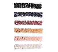 Mobestech 6pcs Crystal Elastic Hair Barrettes Stylish Spring Clips Women Hair Accessories for Sparkly Looks Random Style