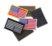 Mobestech 6pcs Embroidered American Flag Patches with White and Yellow Borders, Military Green, Gray, Mud, Black White Left Shoulder USA Flag Appliques for Jackets, Hats, and DIY Apparel