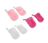 Mobestech 6Pcs Facial Cleaning Gloves Makeup Remover for Gentle Skin Exfoliating and Travel Use Breathable Water-absorbent Beauty Gloves in White Rose Red and Pink for Face Washing