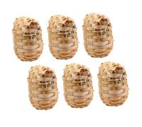 Mobestech 6Pcs Handmade Bamboo Bird Nest with Hooks Outdoor Finch Nest Box Multifunctional Woven Shelter for Hanging Garden Decoration and Plant Holder