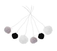 Mobestech 6pcs Kitten Plush Ball with Elastic Rope, Indoor Interactive Pet Cat Teasers, Hanging Sisal Pom Pom Balls for Cat Climbing Frame Accessories, White Black Gray