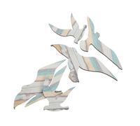 Mobestech 6pcs Mediterranean Style Seagull Wall Sculpture Wooden Coastal Decor for Beach House DIY Nautical Seaside Bird Artwork Ocean Theme Wall Hanging