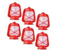 Mobestech 6pcs Resin Mini Lantern Vintage Red Kerosene Lamp Dollhouse Decoration for Scale Micro Landscape Models